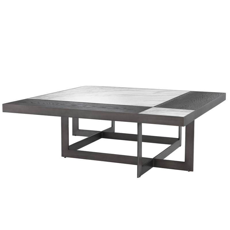 Кофейный стол Eichholtz Coffee Table Hermoza Мокко Белый Мрамор Bianco Темная бронза в Сочи | Loft Concept 