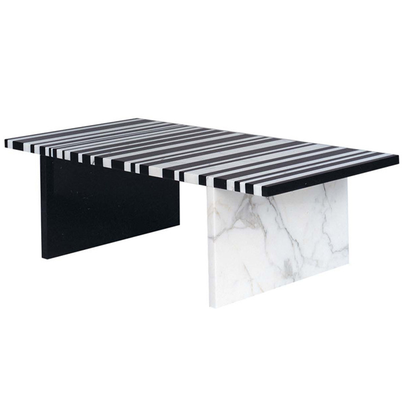 Кофейный стол CODICE A BARRE Black & White Marble Coffee Table Черно-белый Черный Мрамор Nero Белый Мрамор Bianco в Сочи | Loft Concept 