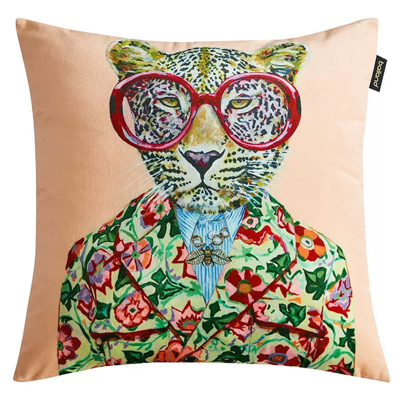 Декоративная подушка Стиль Gucci Fashion Animals Cushion Peach Мульти в Сочи | Loft Concept 