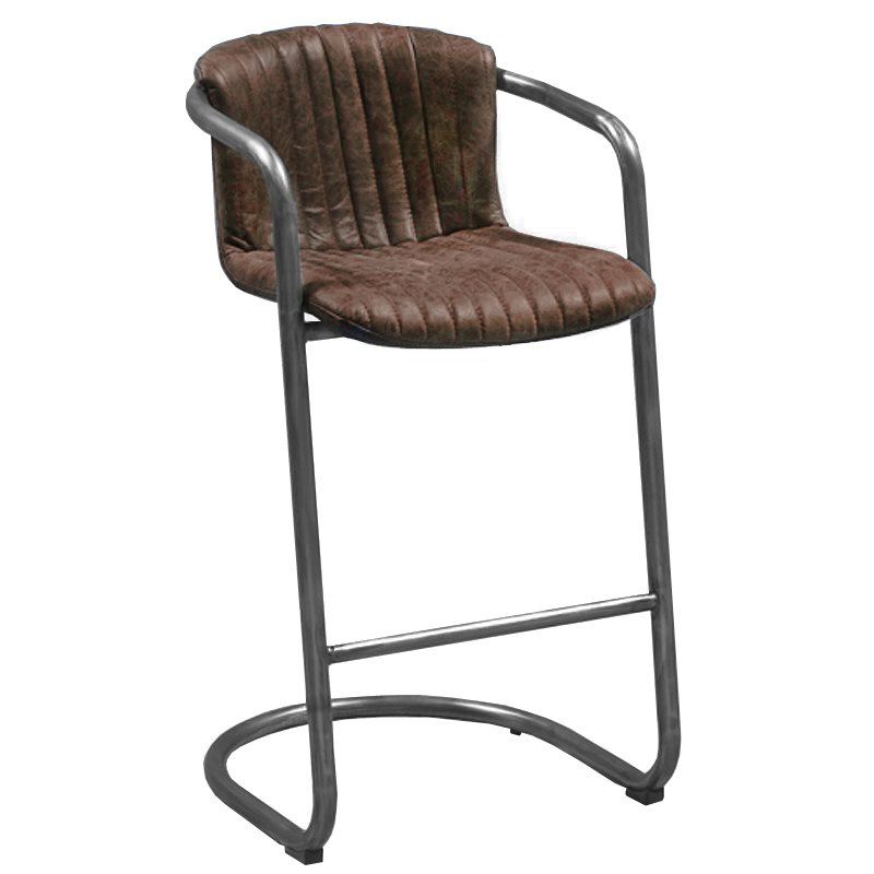 Барный стул Desmond bar stool LEATHER Brown Коричневый винтаж Графитовый в Сочи | Loft Concept 