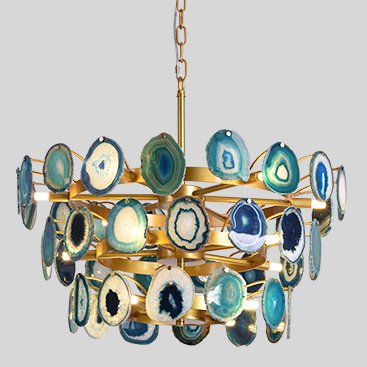 Люстра Agate Burst Chandelier 3 Round blue Зеленый Золотой в Сочи | Loft Concept 