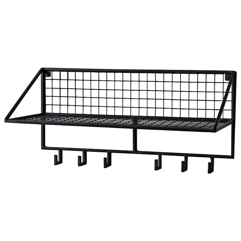 Вешалка с полкой Rhian Industrial Metal Rust Shelf Black S Черный в Сочи | Loft Concept 