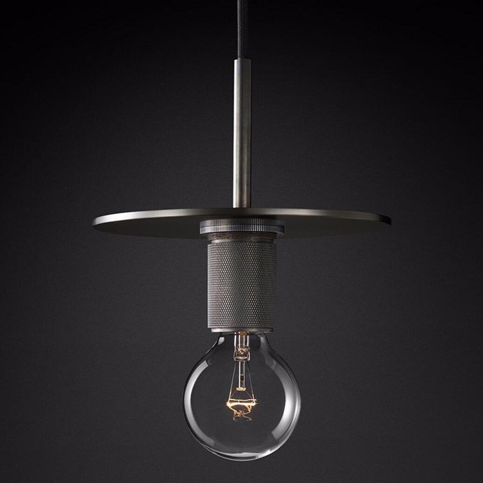 Подвесной светильник RH Utilitaire Disk Shade Pendant Black Темная бронза Прозрачное Стекло в Сочи | Loft Concept 