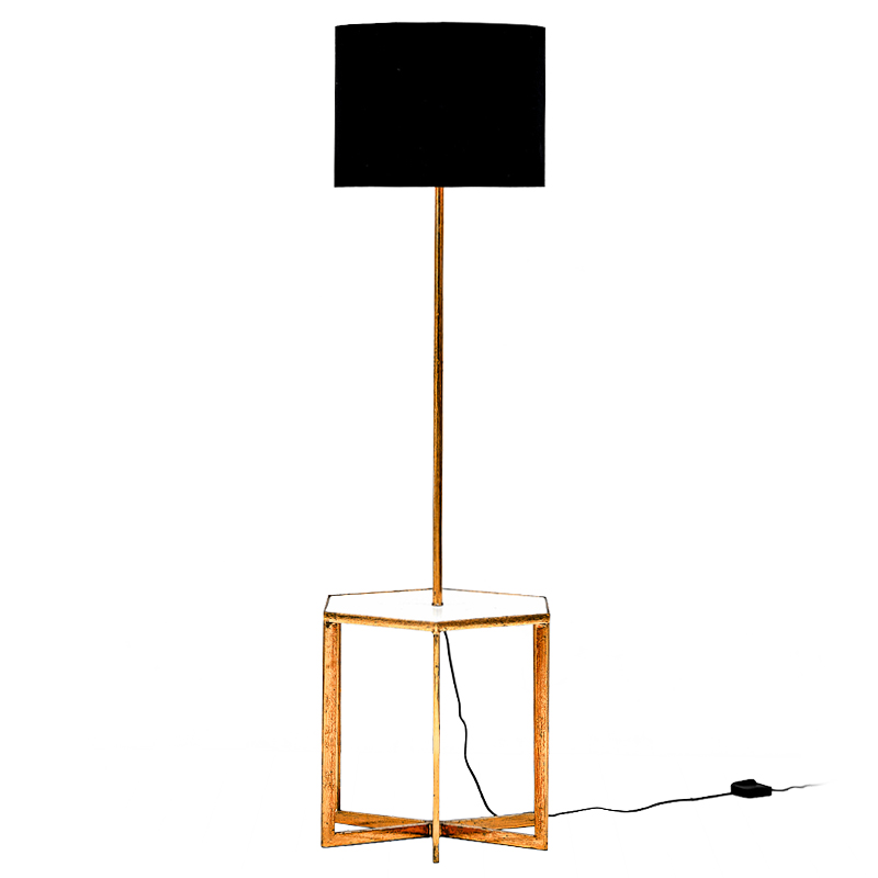 Напольная лампа Steno Floor lamp Белый Черный Винтажное глянцевое золото с состаренным эффектом в Сочи | Loft Concept 