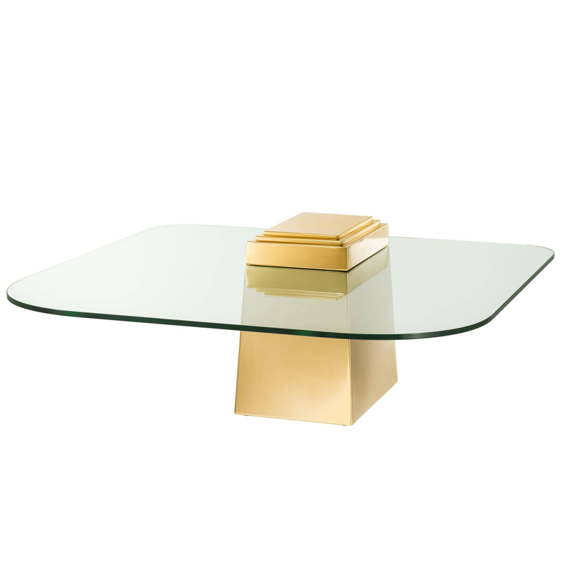 Кофейный стол Eichholtz Coffee Table Orient Gold Глянцевое золото Прозрачный в Сочи | Loft Concept 