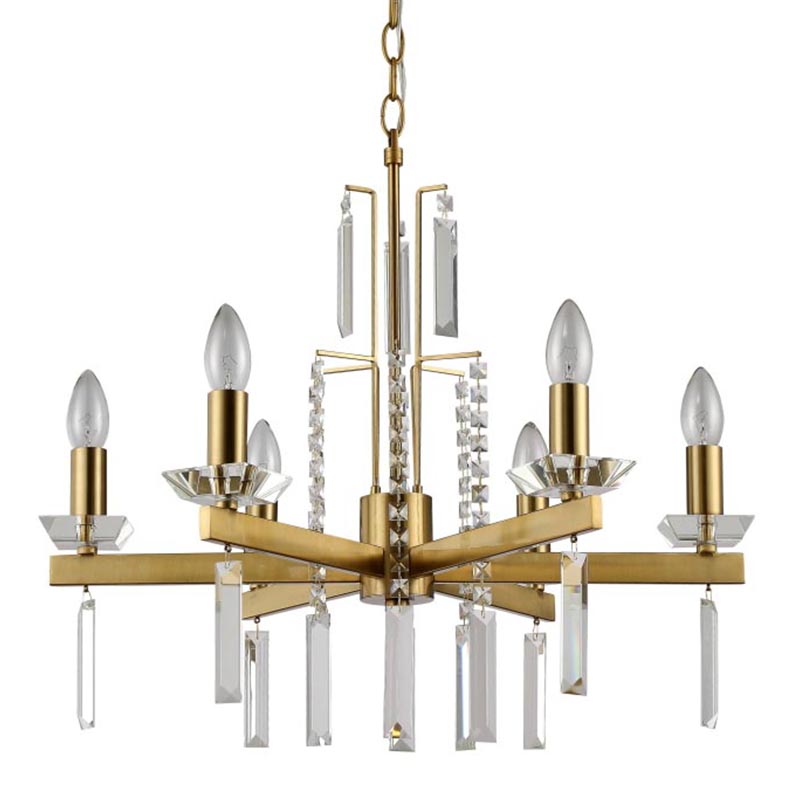 Люстра Vivien Crystal Brass Chandelier 6 Латунь Серый в Сочи | Loft Concept 