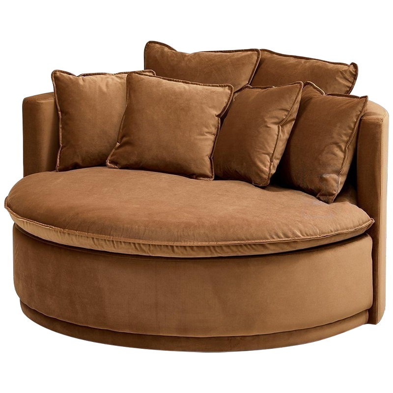 Кушетка круглая с обивкой из велюра коричневая Milky Brown Chair Коричневый Кушетка круглая с обивкой из велюра коричневая Milky Brown Chair Коричневый в Сочи | Loft Concept