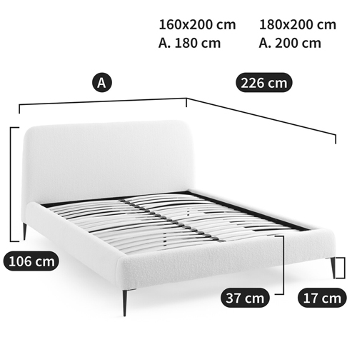 Кровать с обивкой букле Wanda Boucle Bed в Сочи