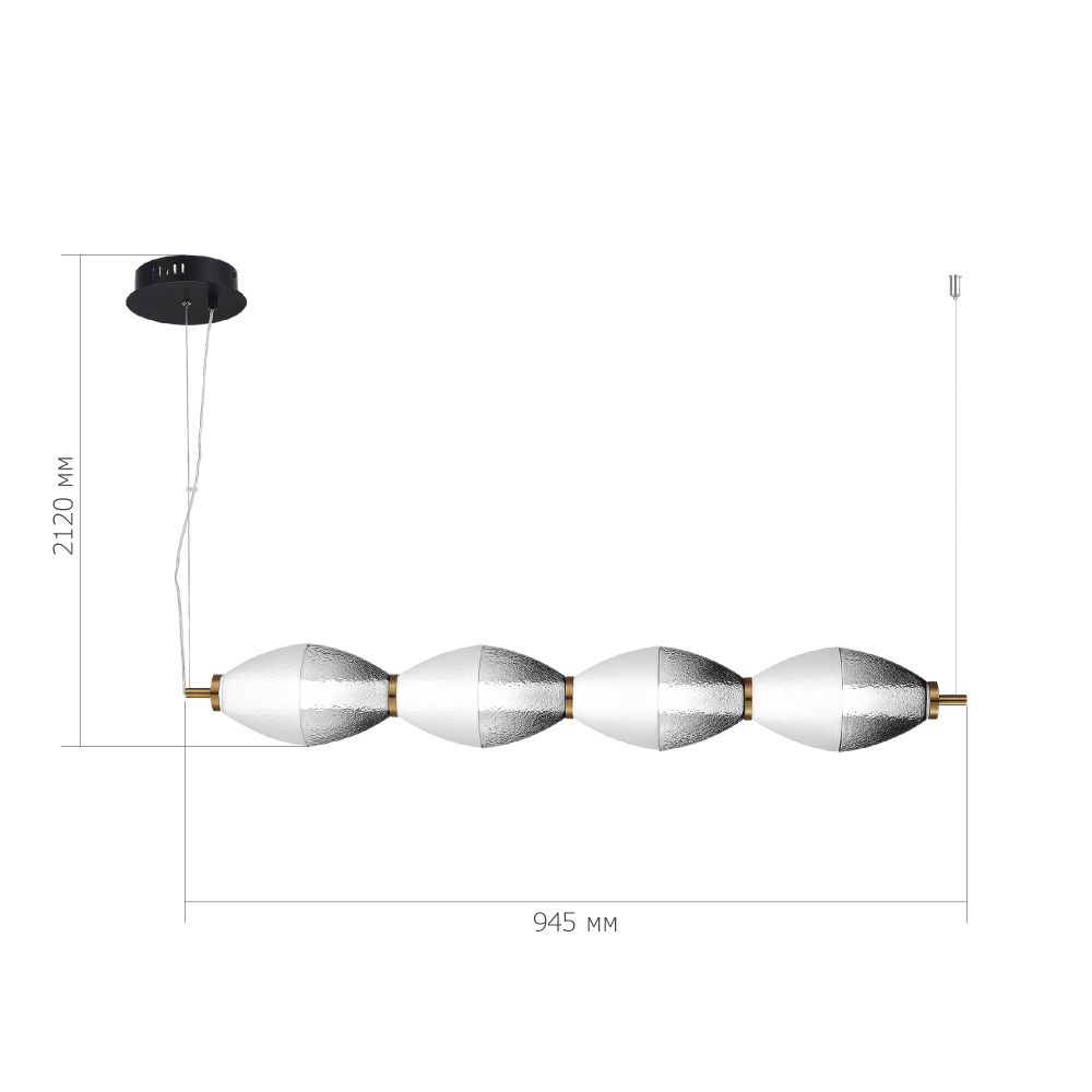 Подвесной светильник линейный в сочетании двух разных фактур стекла Enchanting в Сочи