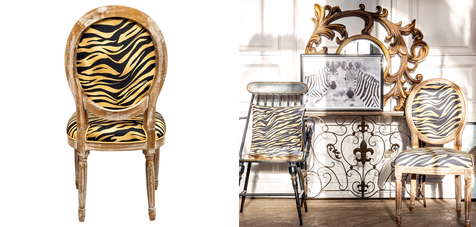Стул с принтом Зебра Wild animals Black - фото №1