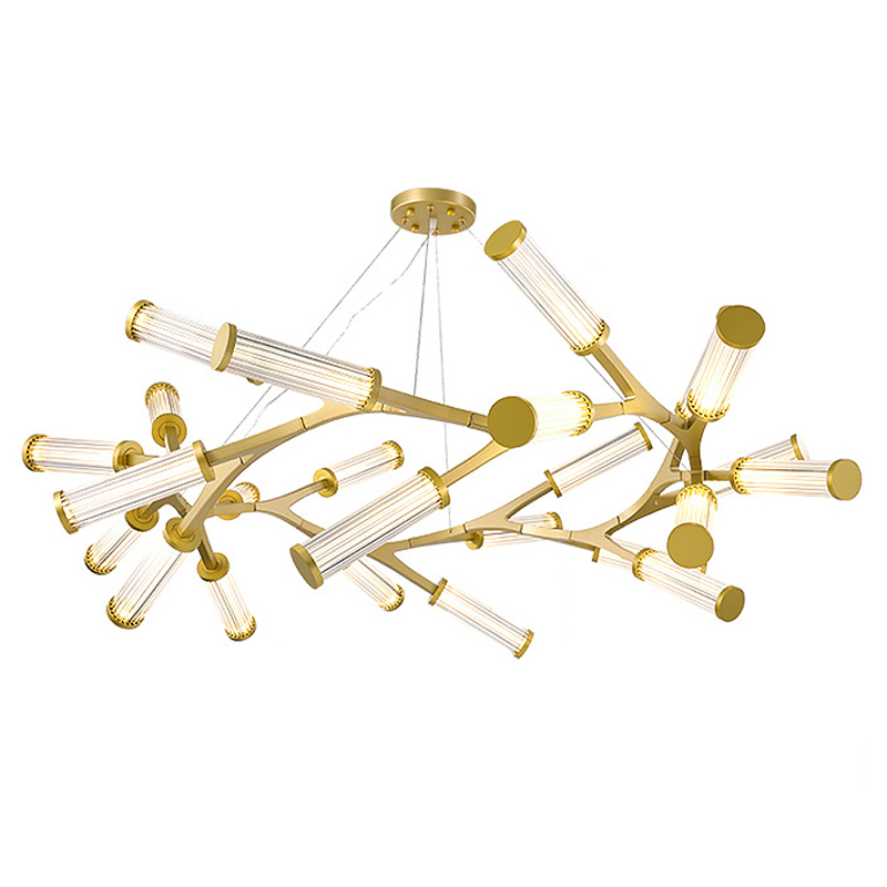 Люстра Cylinder Branches Chandelier Ring Gold Золотой Прозрачный в Сочи | Loft Concept 