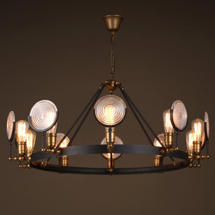 Люстра GASLIGHT LENS Chandelier 10 Черный в Сочи | Loft Concept 