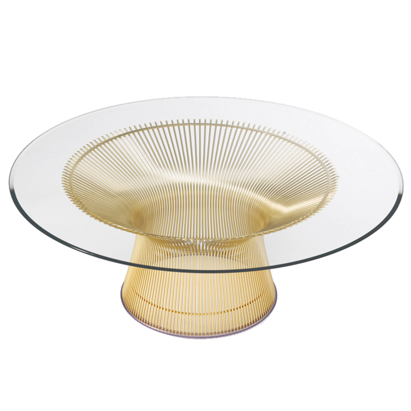 Стол Platner Coffee Gold Глянцевое золото Прозрачное Стекло в Сочи | Loft Concept 