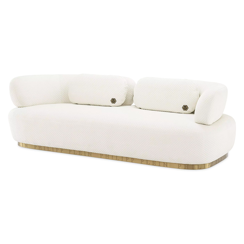 Диван Philipp Plein Sofa Signature Белый Белый Золотой в Сочи | Loft Concept 