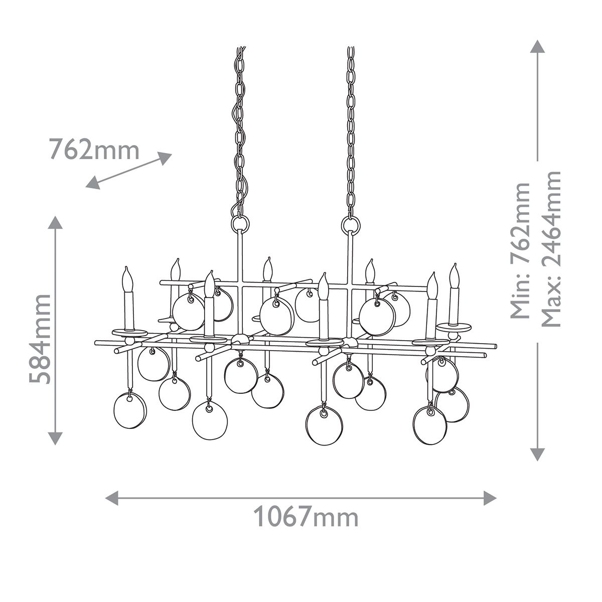 Люстра подвесная с 8-ю лампами и стеклянными круглыми подвесками Currey & Company в Сочи