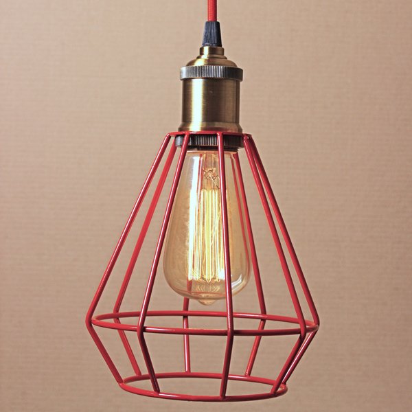 Подвесной светильник Wire Cage Pendant Punch Red Красный в Сочи | Loft Concept 