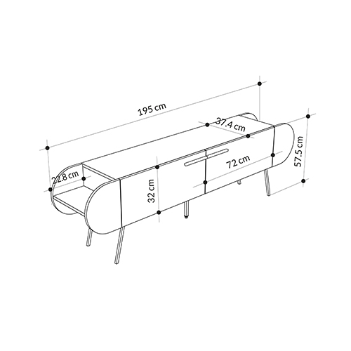 ТВ-тумба серая с 2-мя откидными дверцами и 2-мя открытыми полками CAPSULE TV STAND RETRO GREY в Сочи