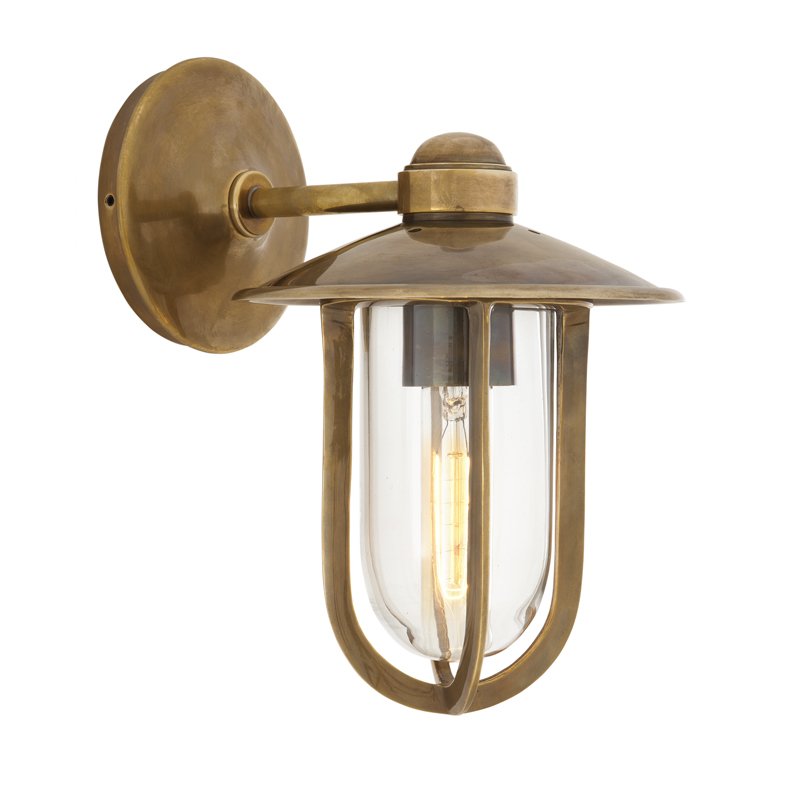 Бра Eichholtz Wall Lamp Seg Harbour Brass Латунь Античная полированная Прозрачное Стекло в Сочи | Loft Concept 