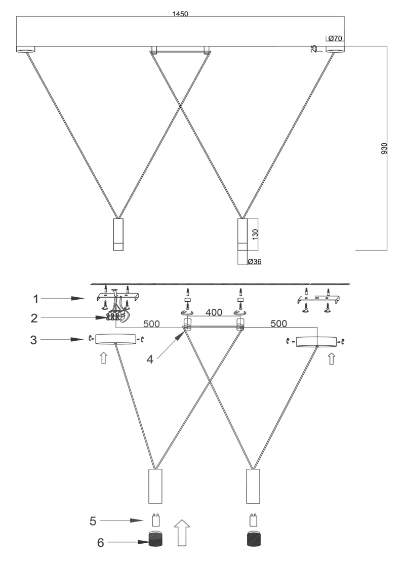 Wireflow LED White Suspension lam 2 патрона в Сочи