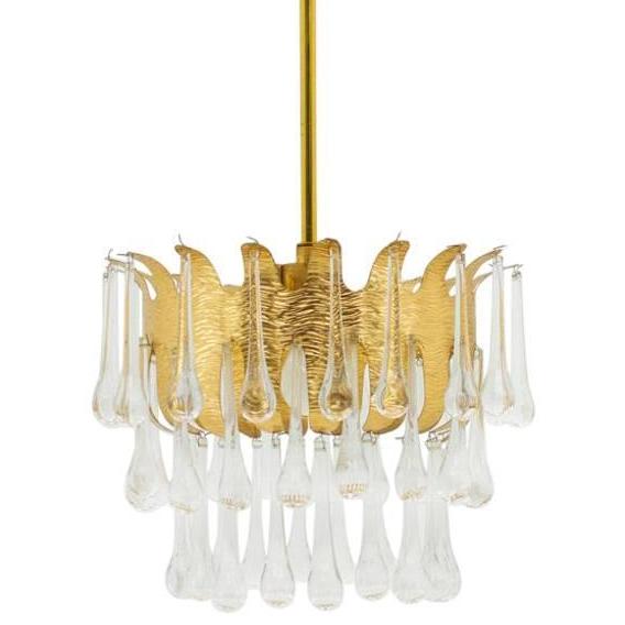 Люстра Ernst Palme Glass and Gilded Brass Chandelier Золотой в Сочи | Loft Concept 