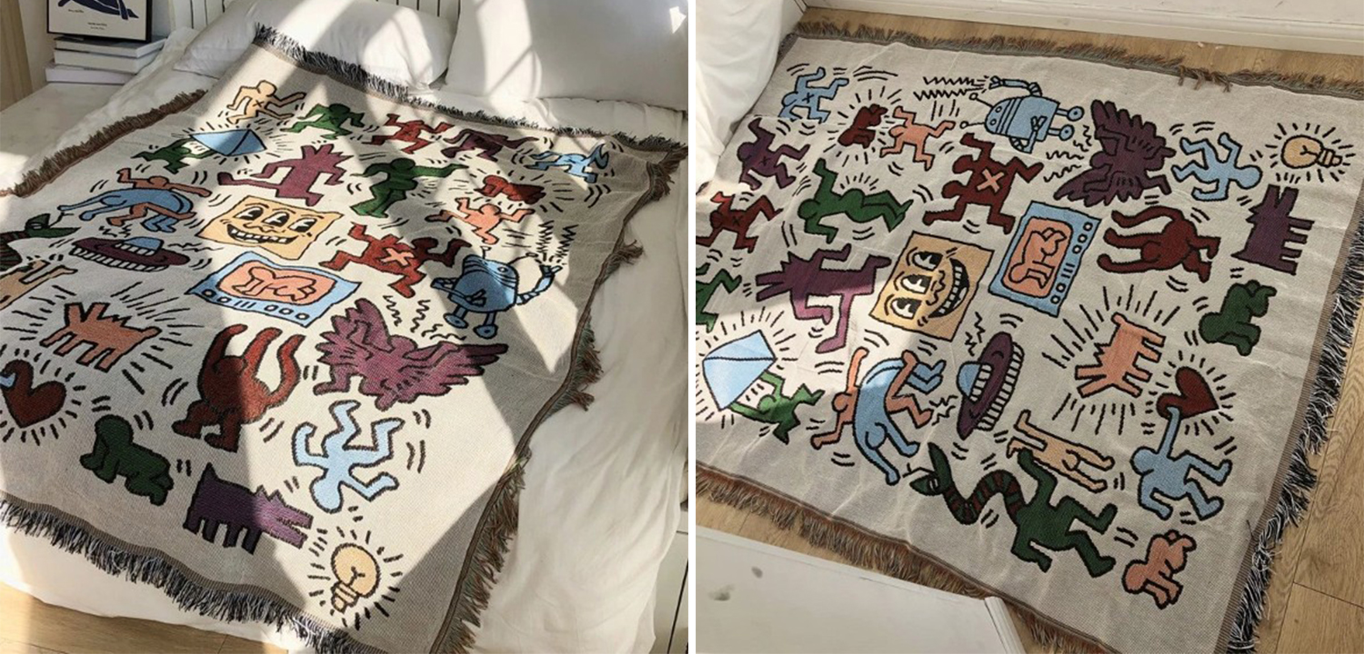 Покрывало граффити Кит Харинг Keith Haring Bed Сover - фото