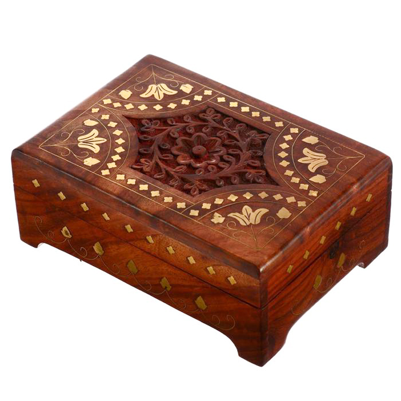 Шкатулка Fulari Indian Inlay Box Коричневый в Сочи | Loft Concept 