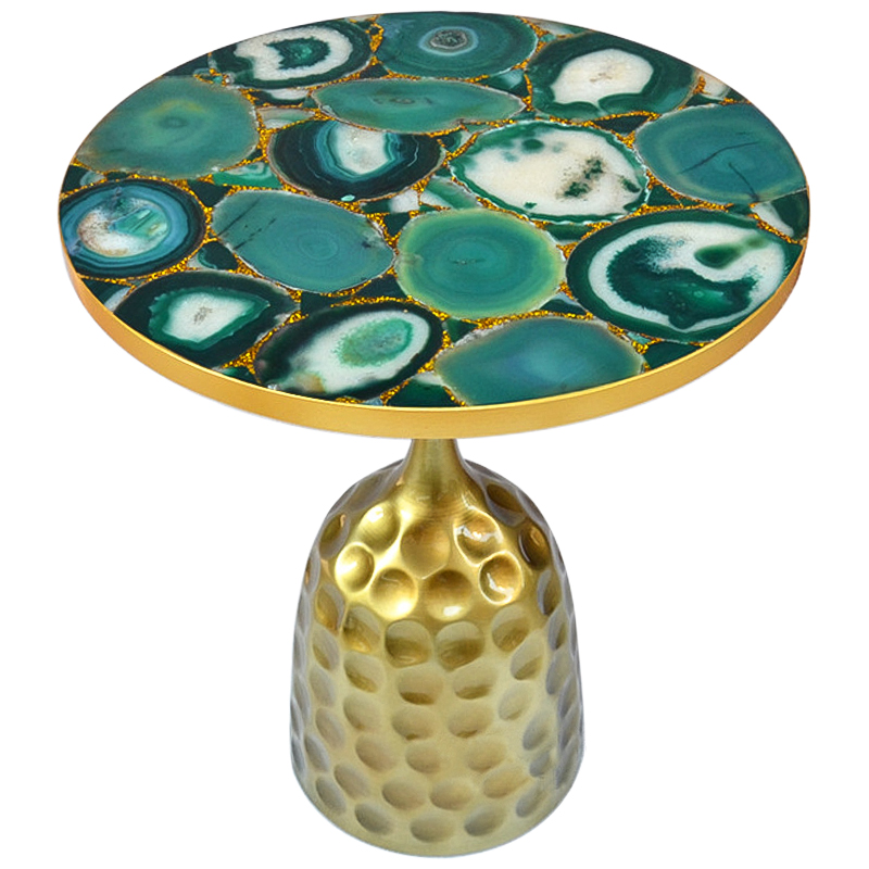 Приставной стол Cluster Surface Green Agate Side Table Зеленый Латунь Золотой в Сочи | Loft Concept 