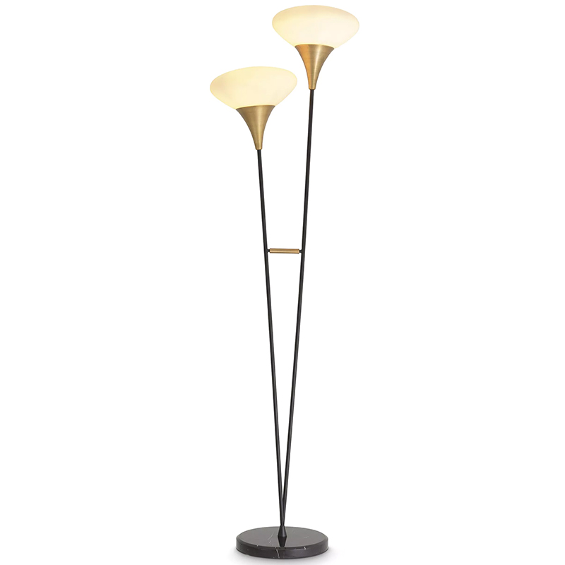 Торшер Eichholtz Floor Lamp Duco Латунь Белый Черный Черный Мрамор Nero в Сочи | Loft Concept 