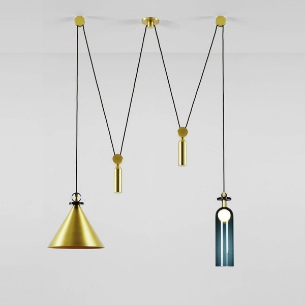 Подвесной светильник Shape up Double Pendant Brass Латунь в Сочи | Loft Concept 