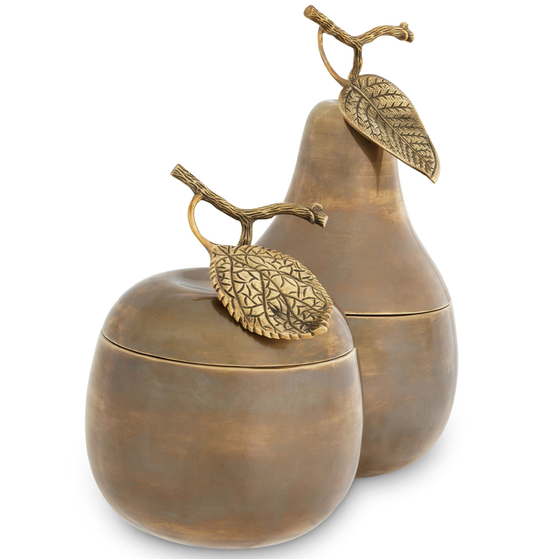 Комплект шкатулок Eichholtz Box Apple & Pear set of 2 brass Винтажная латунь в Сочи | Loft Concept 