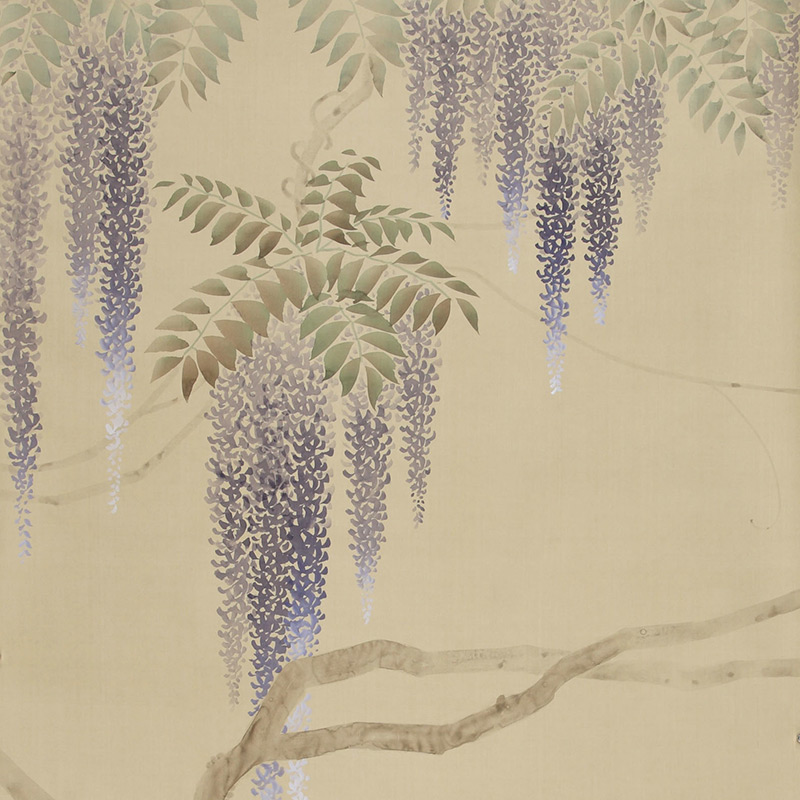 Обои в японском стиле Wisteria Original colourway on Raw Silk dyed silk Обои в японском стиле Wisteria Original colourway on Raw Silk dyed silk в Сочи | Loft Concept