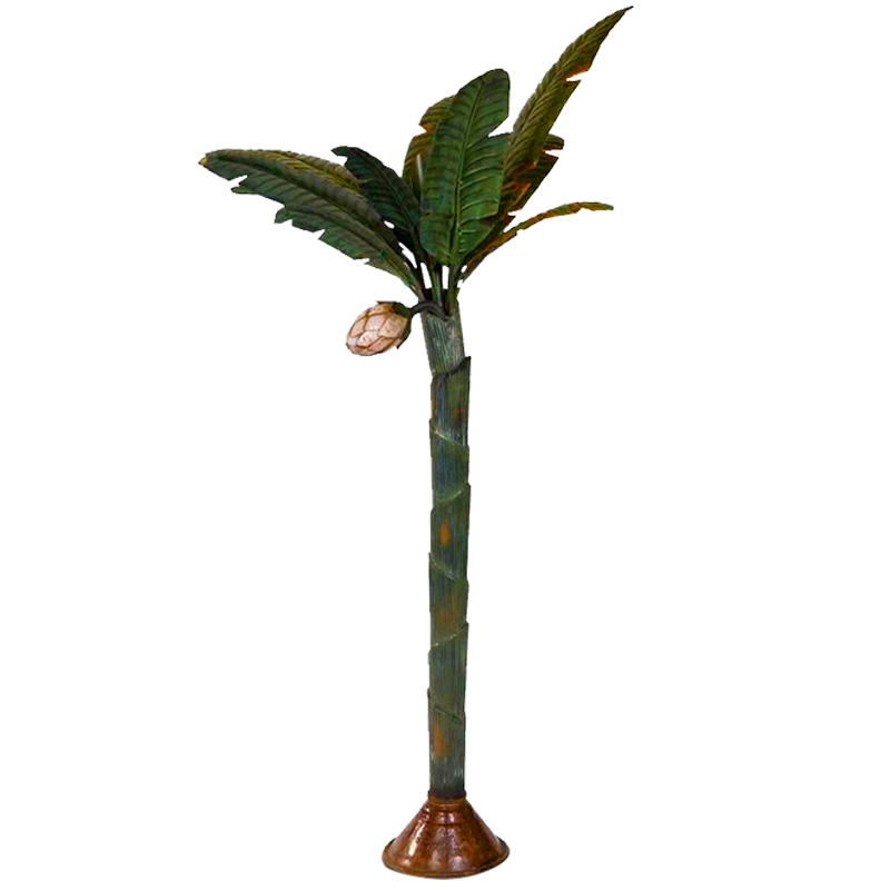 Торшер Дизайнерский Зеленый Банан Painted Metal Sculpture of Palm or Banana Tree and Flower Искусственная бурая ржавчина Зеленый в Сочи | Loft Concept 