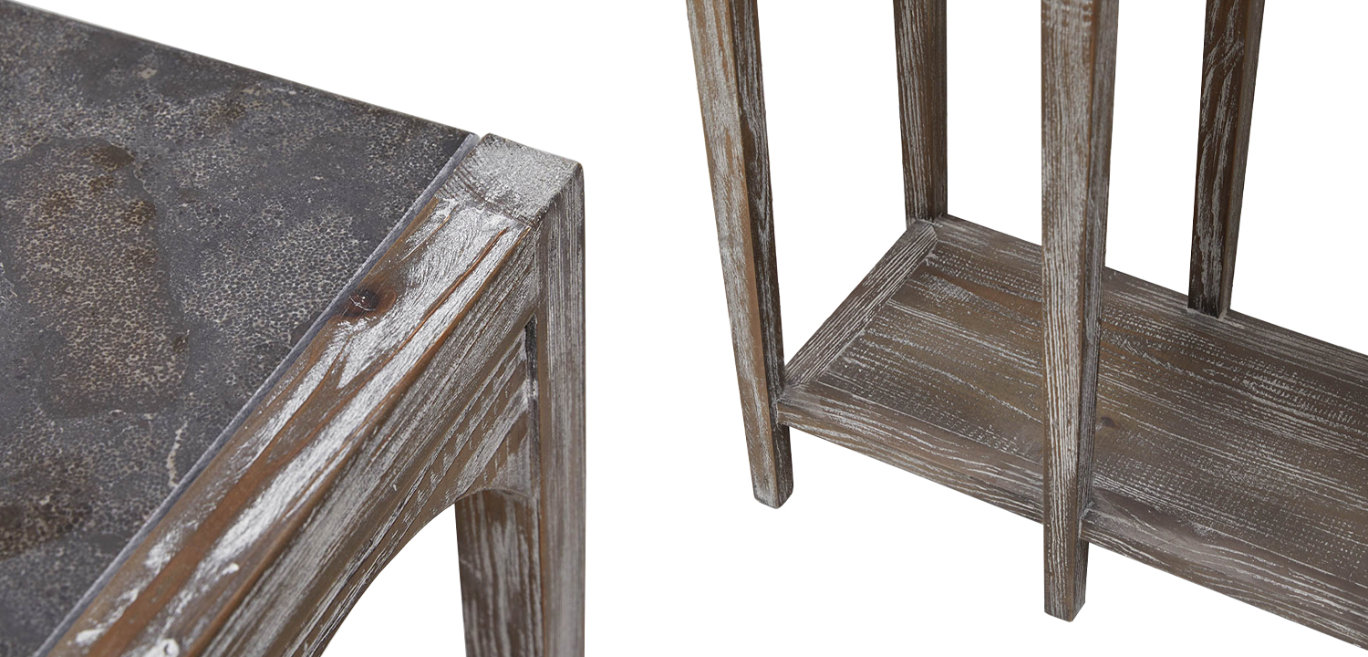 Деревянная консоль с каменной столешницей Beata Wood Console - фото №1