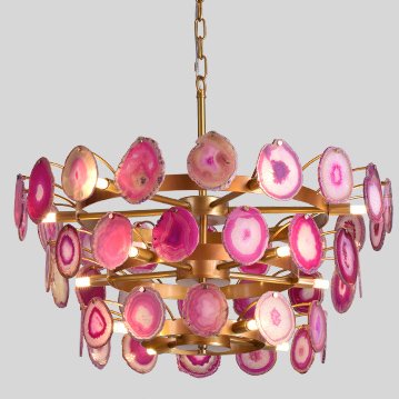 Люстра Agate Burst Chandelier 3 Round pink Розовый пастельный Золотой в Сочи | Loft Concept 