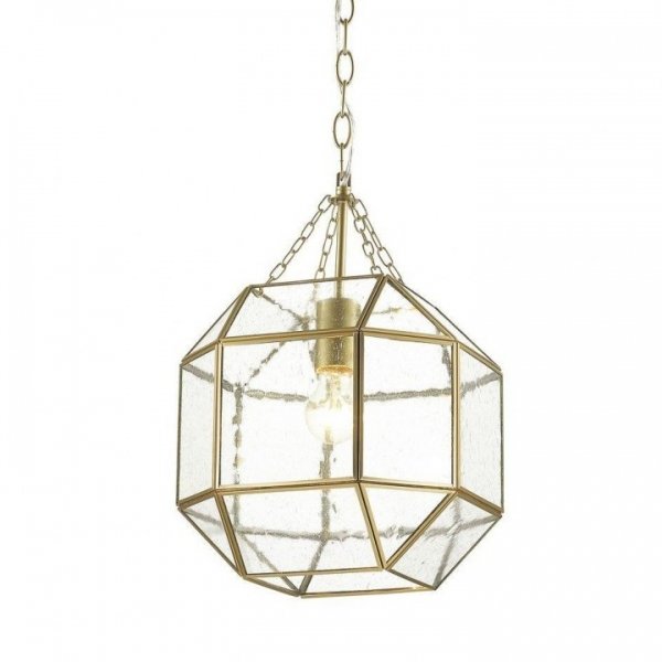 Подвесной светильник Glass & Metal Cage Pendant Gold Глянцевое золото в Сочи | Loft Concept 