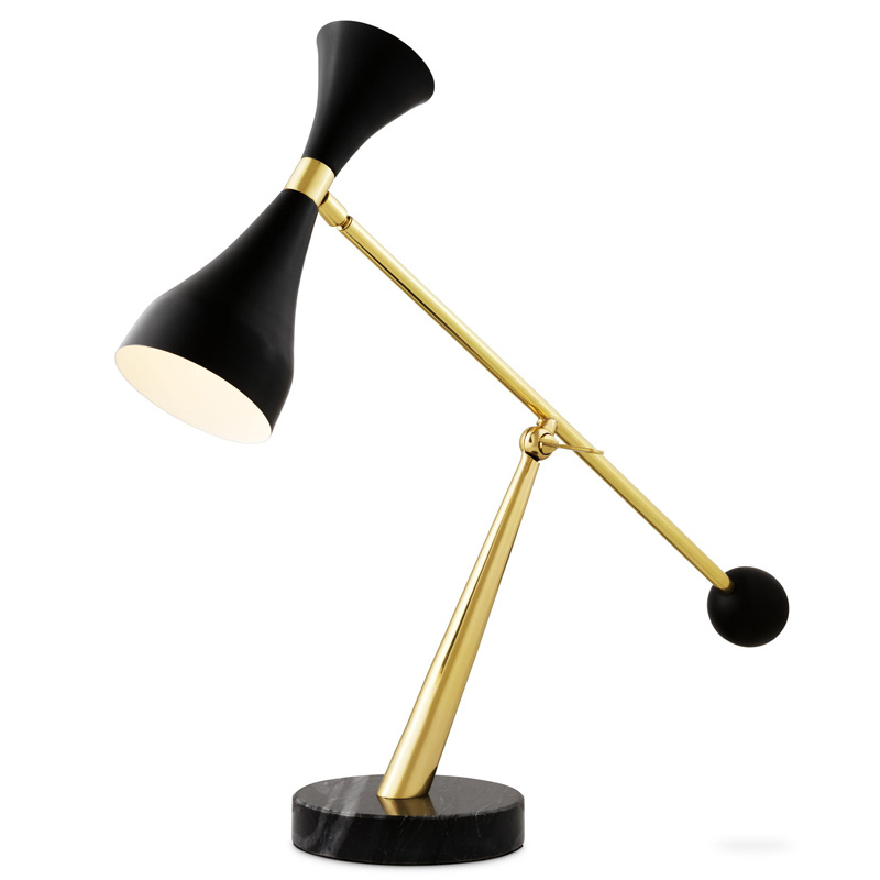 Настольная лампа Eichholtz Desk Lamp Cordero Черный Латунь Черный Мрамор Nero в Сочи | Loft Concept 