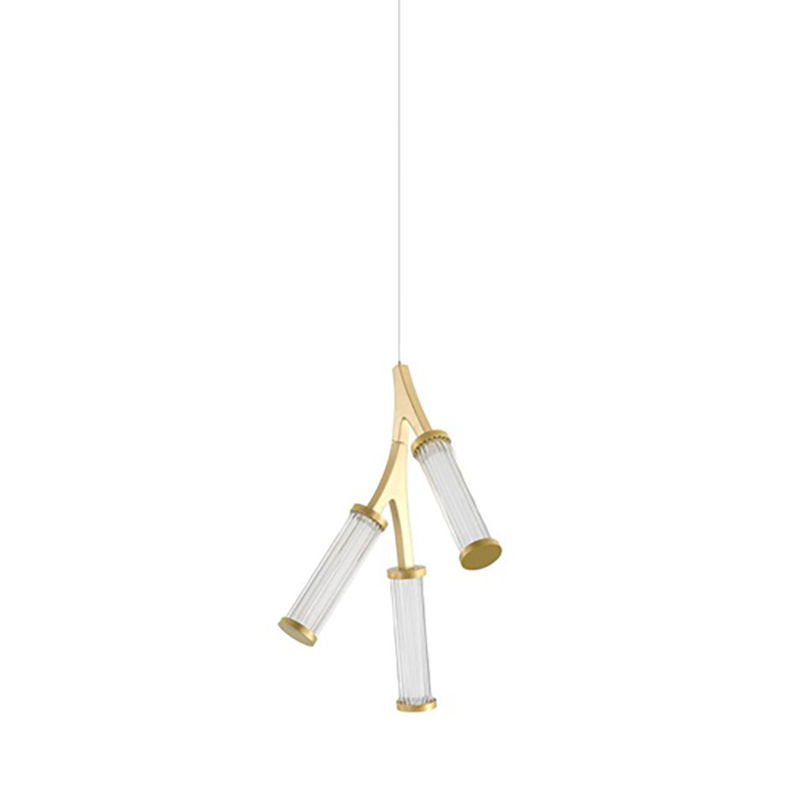 Люстра Cylinder Branches Chandelier Gold 3 Золотой Прозрачный в Сочи | Loft Concept 