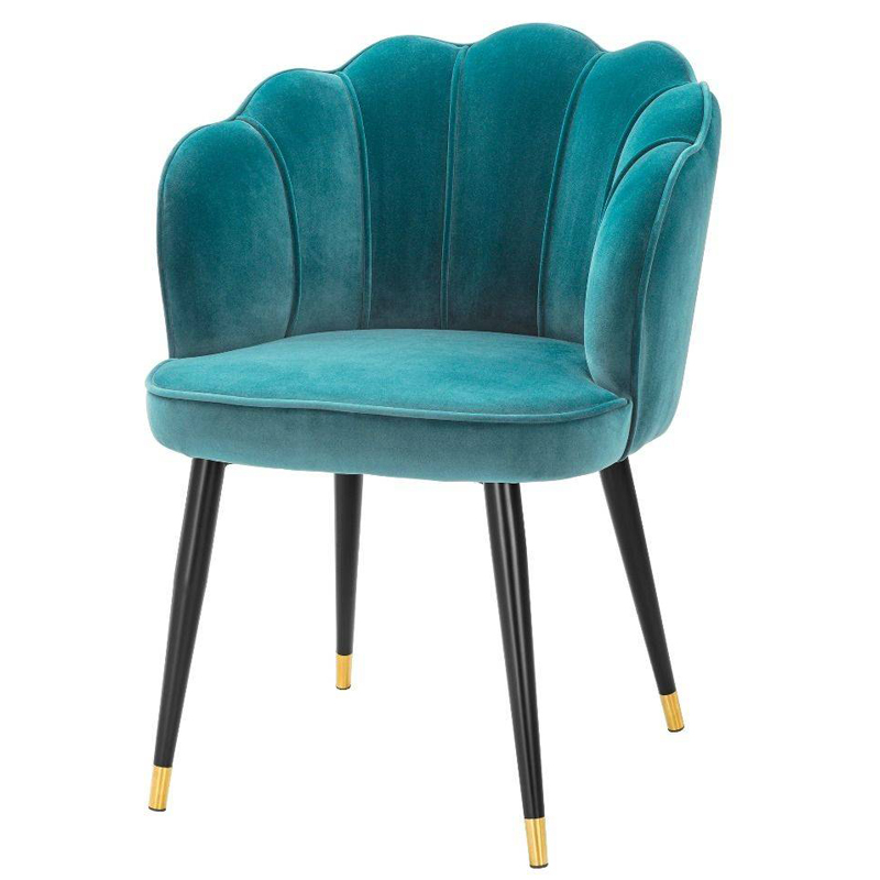 Стул Eichholtz Dining Chair Bristol sea green Бирюзовый Черный Латунь в Сочи | Loft Concept 