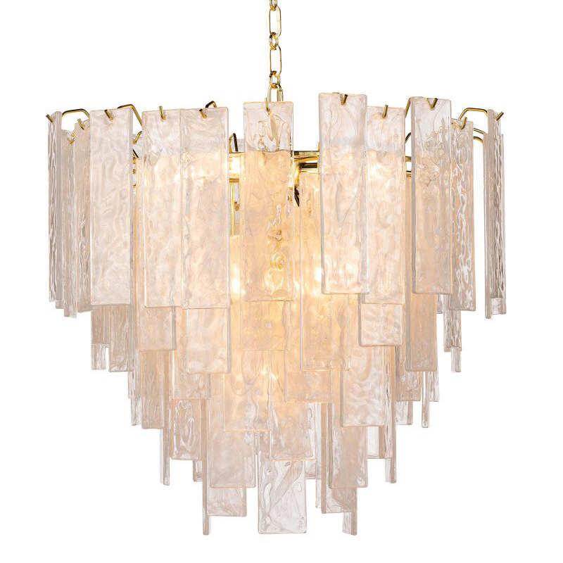 Люстра Textured Glass Chandelier Rectangular Pendants Золотой Прозрачный (Transparent) в Сочи | Loft Concept 