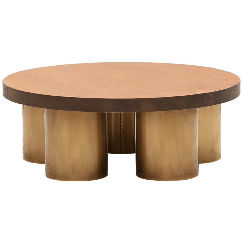 Круглый кофейный стол Stokes Coffee Table Латунь Коричневый Древесина в Сочи | Loft Concept 