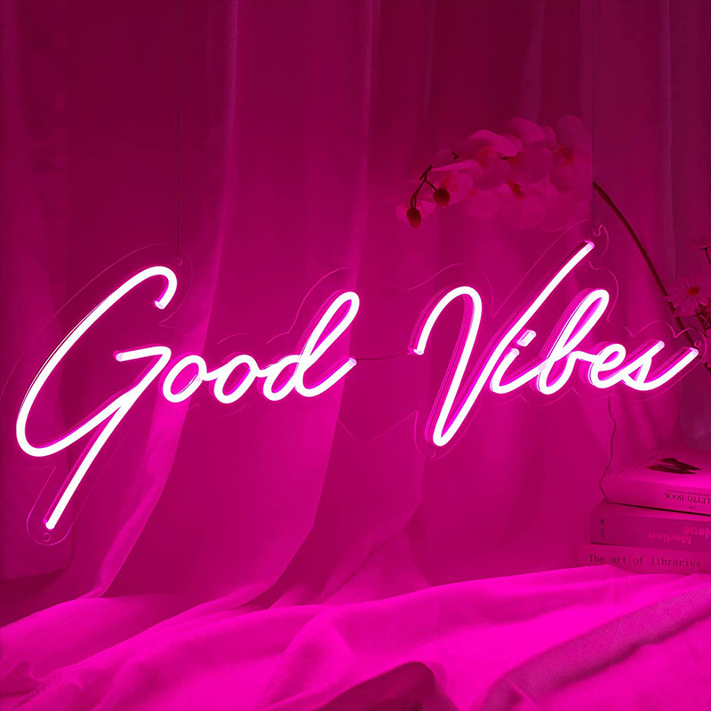 Неоновая настенная лампа Good Vibes Neon Wall Lamp Прозрачный Розовый в Сочи | Loft Concept 