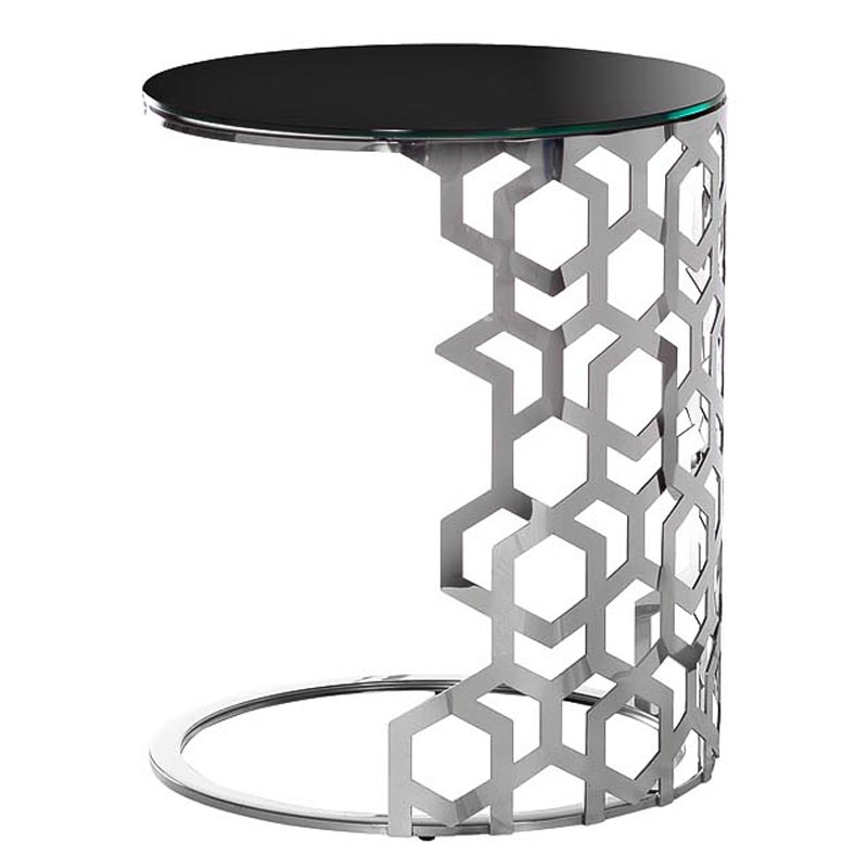 Приставной стол Yen Geometry Side Table silver 60 Серебряный в Сочи | Loft Concept 