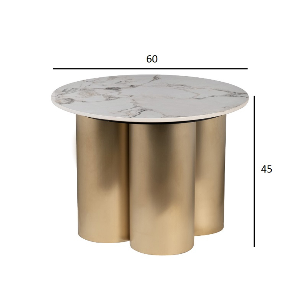 Стол журнальный круглый керамогранит белый Keramos в Сочи