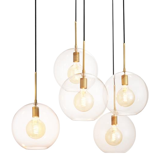 Люстра Chandelier Tango 5 light Латунь Античная полированная Темная бронза Прозрачное Стекло в Сочи | Loft Concept 