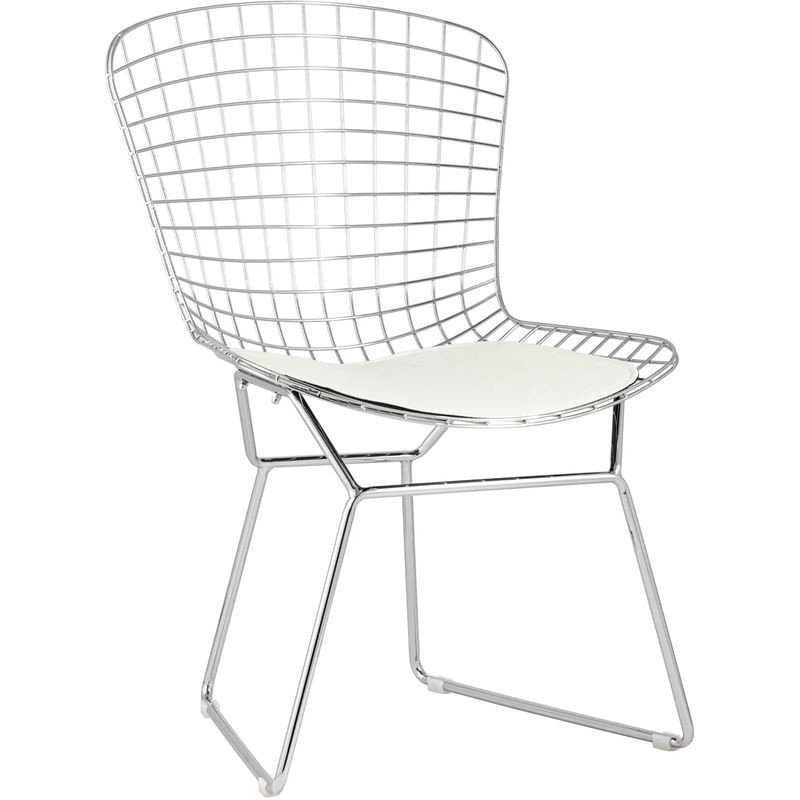 Стул Bertoia Chair Хромированный с Белой подушкой Хром Белый в Сочи | Loft Concept 