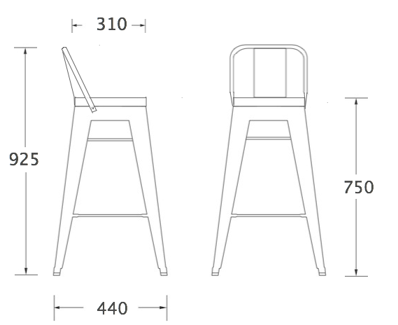 Барный стул Tolix Bar Stool 75 Backed в Сочи