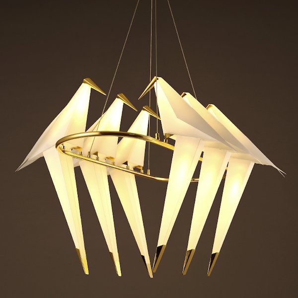 Люстра Origami Bird Chandelier 6 Бежево-серый Золотой в Сочи | Loft Concept 