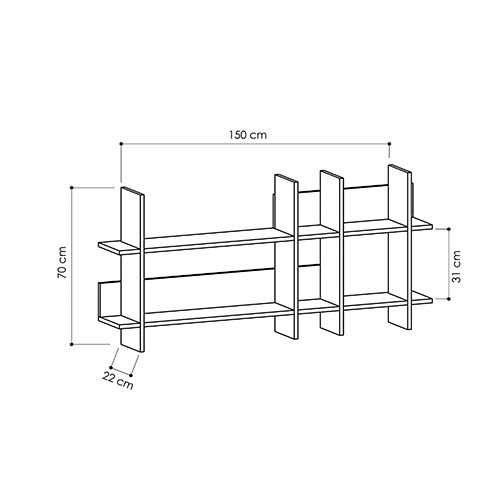 Полка прямая подвесная двухъярусная цвета антрацит BEADS BOOKCASE ANTHRACITE в Сочи