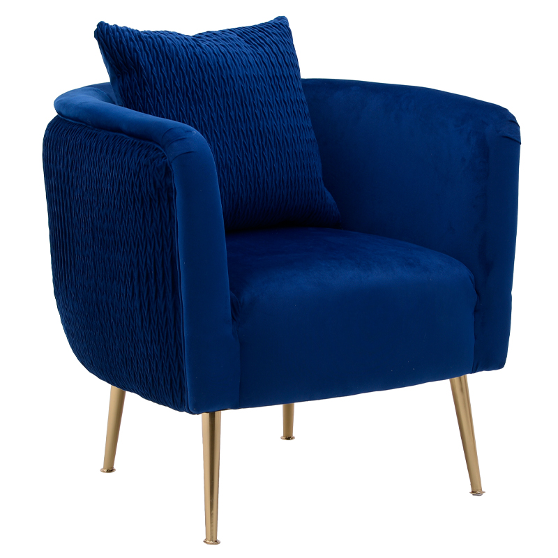 Кресло Yvette Armchair Blue Синий Глянцевое золото в Сочи | Loft Concept 