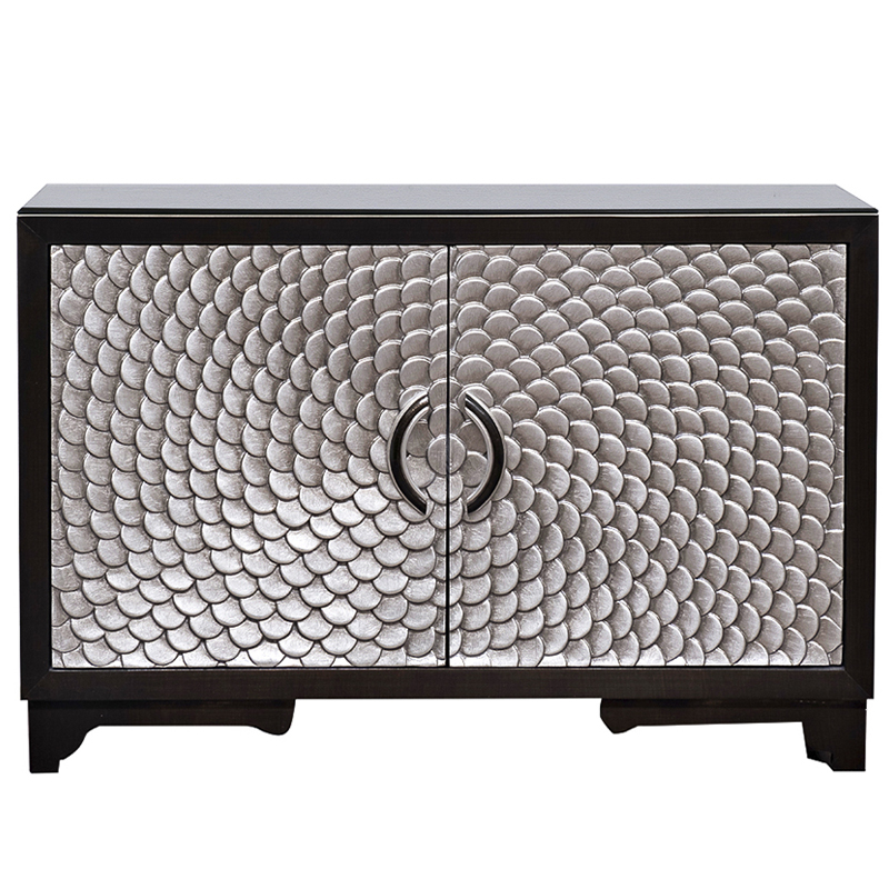 Комод с рельефным орнаментом Рыбья чешуя Fish scales Chest of drawers Черный Серебряный в Сочи | Loft Concept 